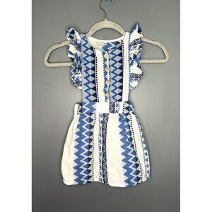 IMA Luxury Dress Girls Size 2 Greek Blue White Cotton Flutter Ruffle Greece Cute